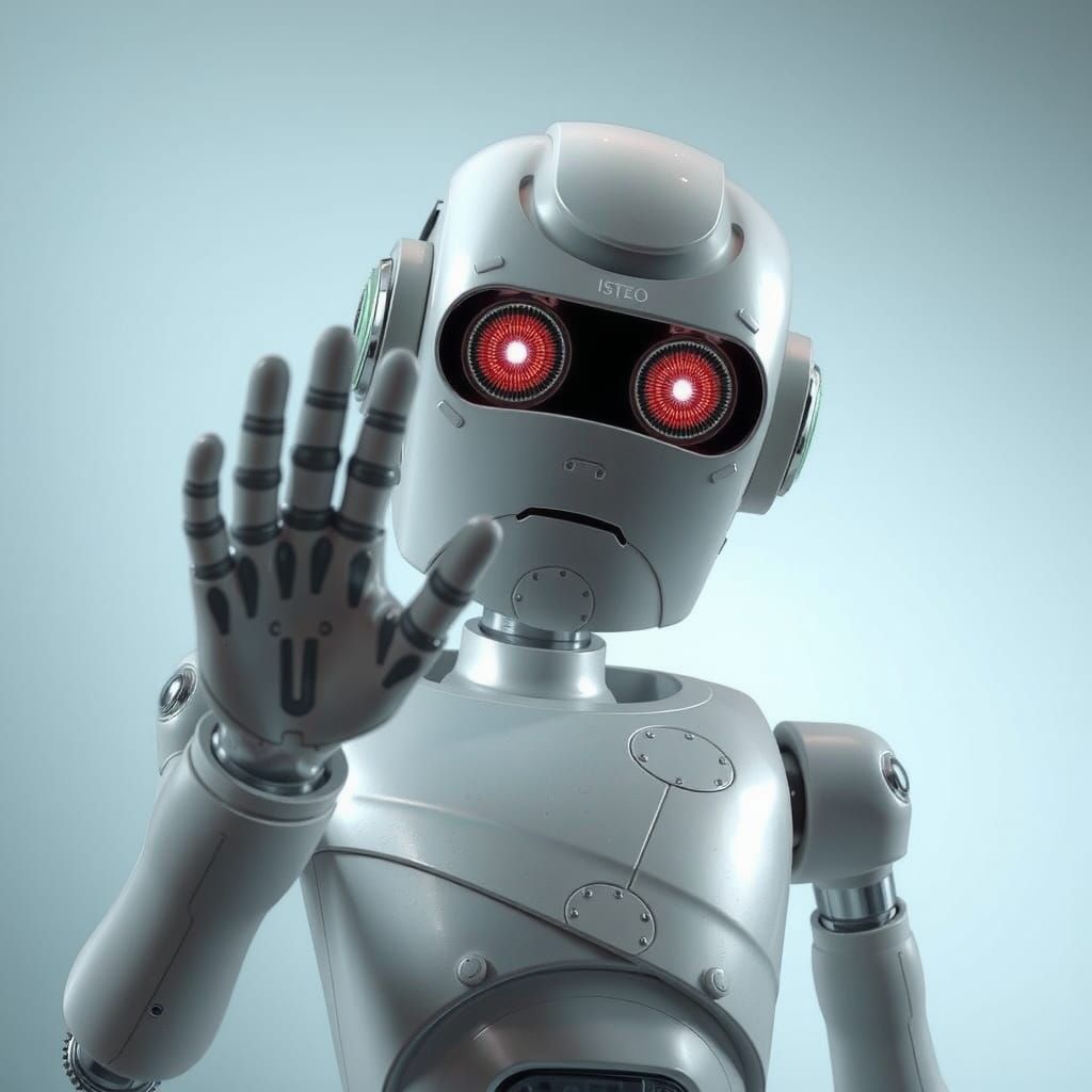 Anxious Robot Says Stop to the Camera