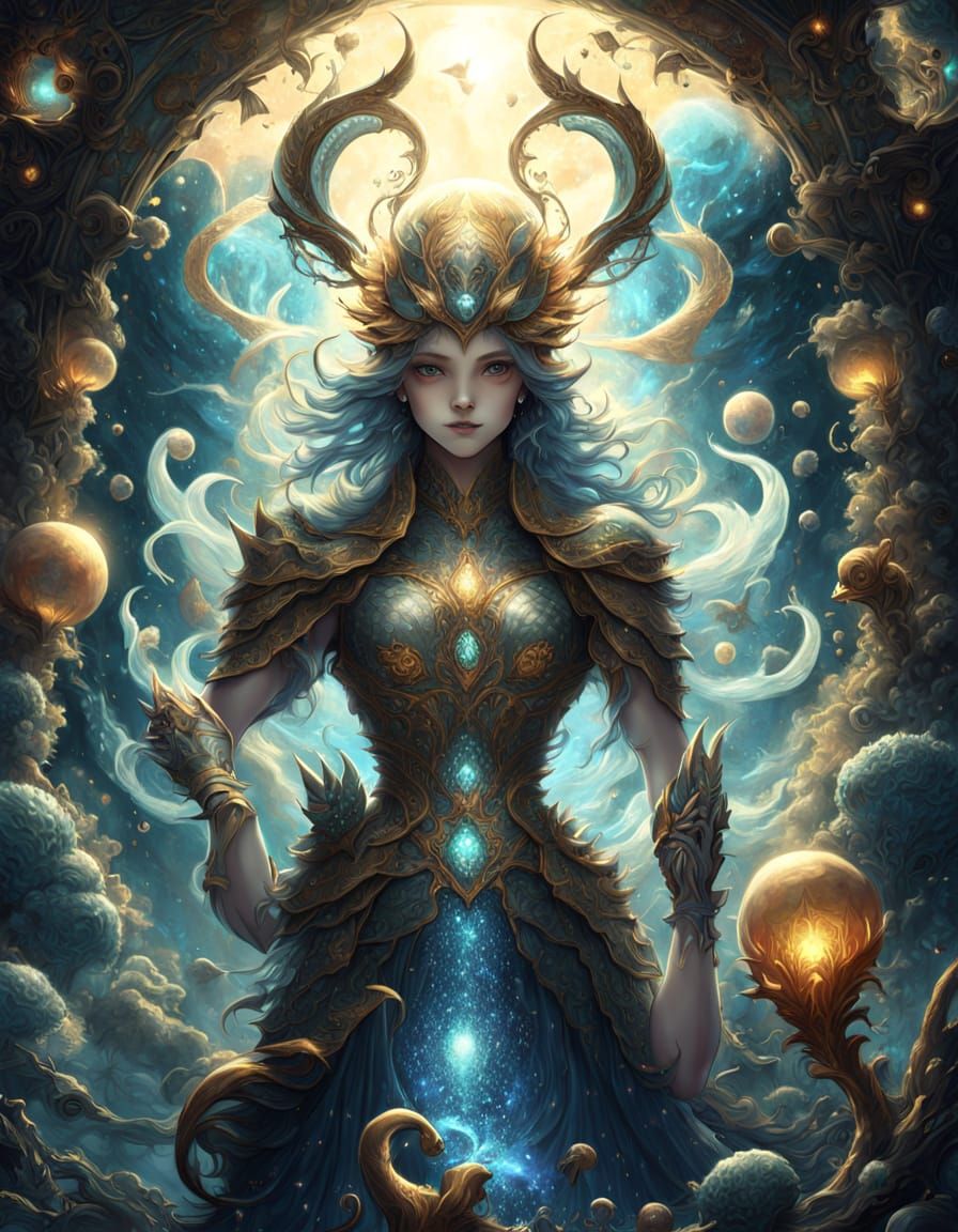 Celestial Water Alien in Cosmic Nebula, Fantasy Art