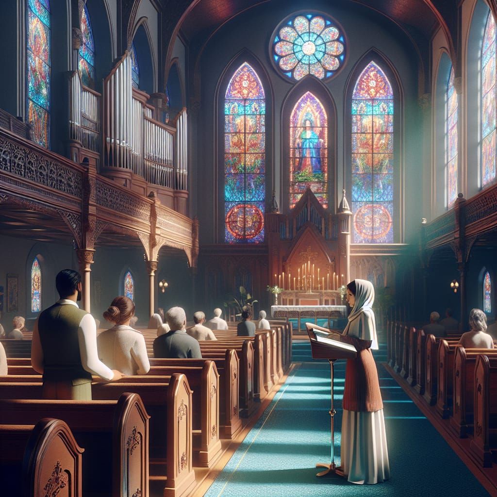 Sunday Morning Worship in a Charming Antique Church