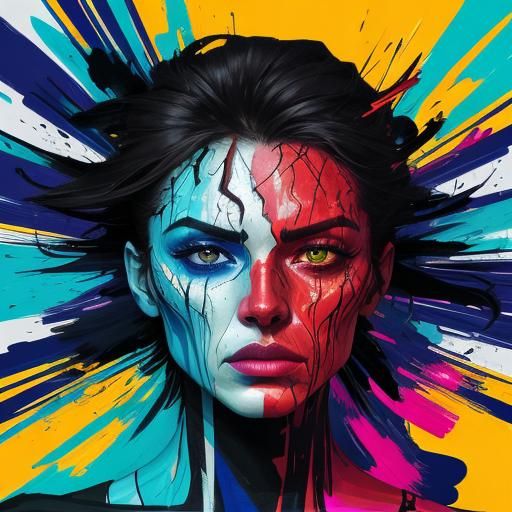 Expressionist Portrait of a Woman in Frenzy