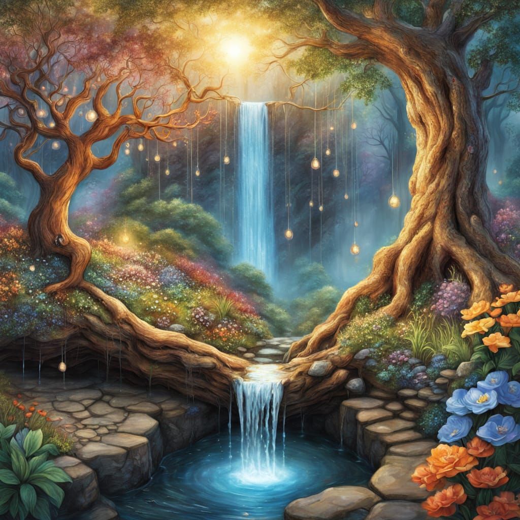 Sparkly Waterfall Creates Miniature Garden Fantasy