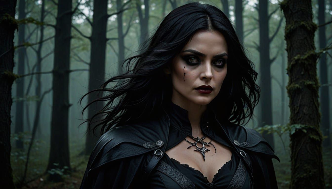 Mysterious Vampire Hunter in Dark Forest