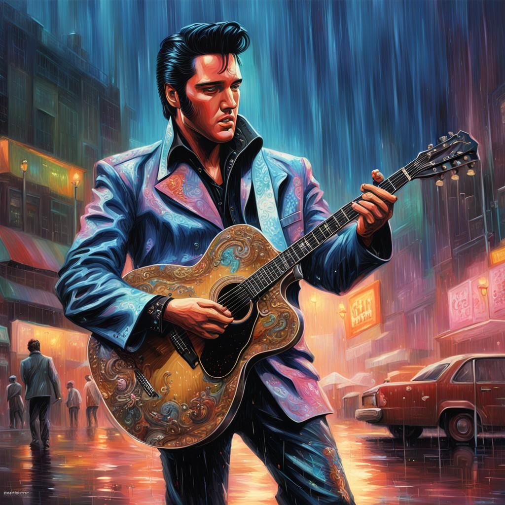 Elvis Presley Cyberpunk Guitar Performance