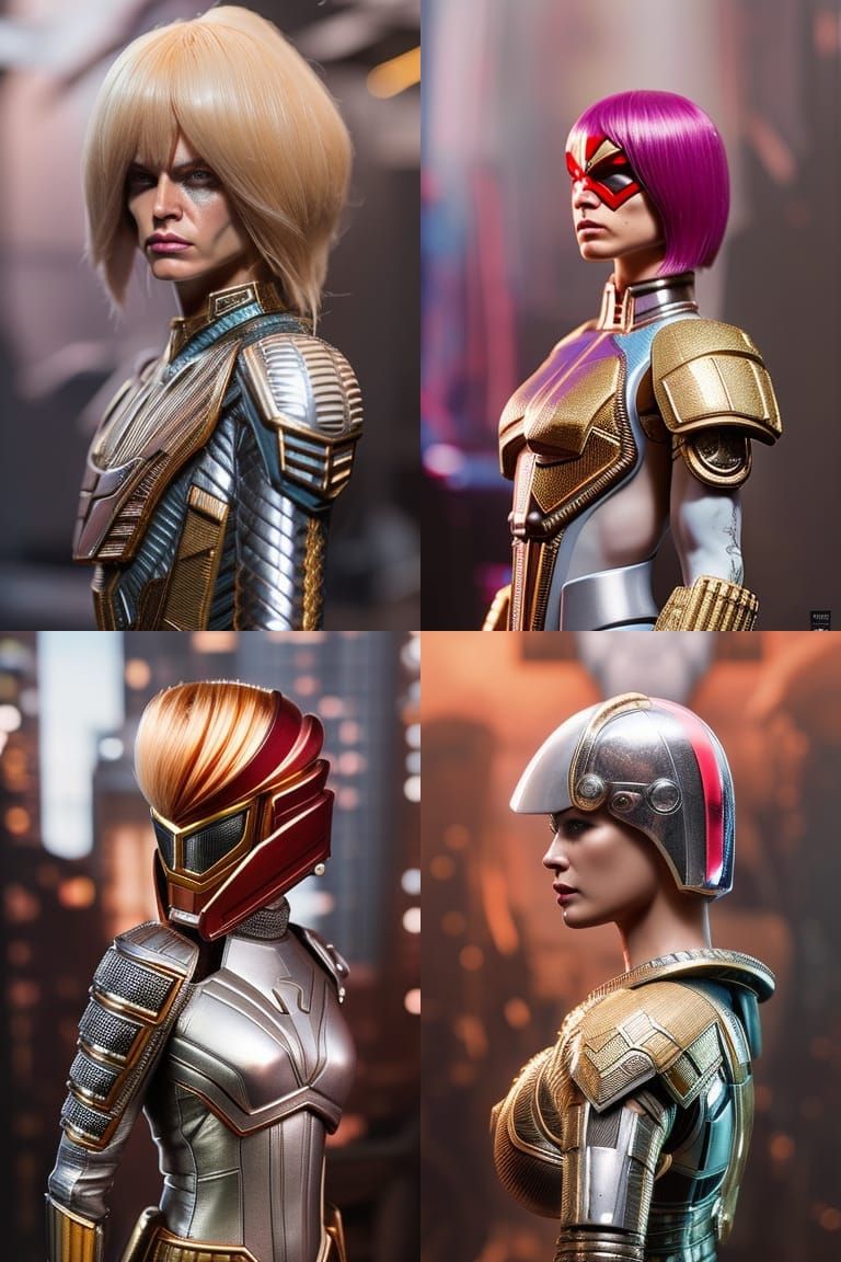 Futuristic Judge Anderson in Chrome Skin, Digital Art