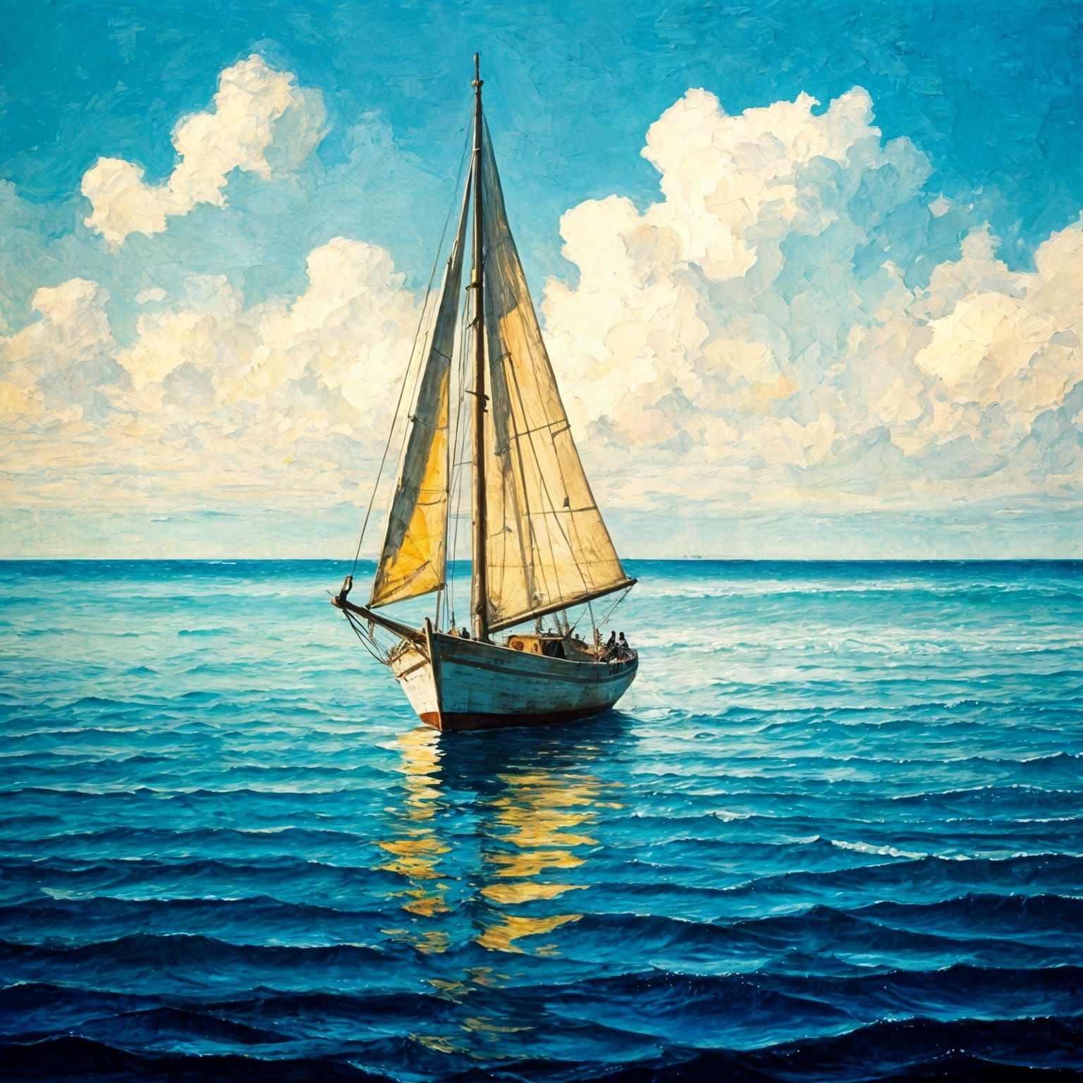 Impressionist Sailing Boat in Muted Colors