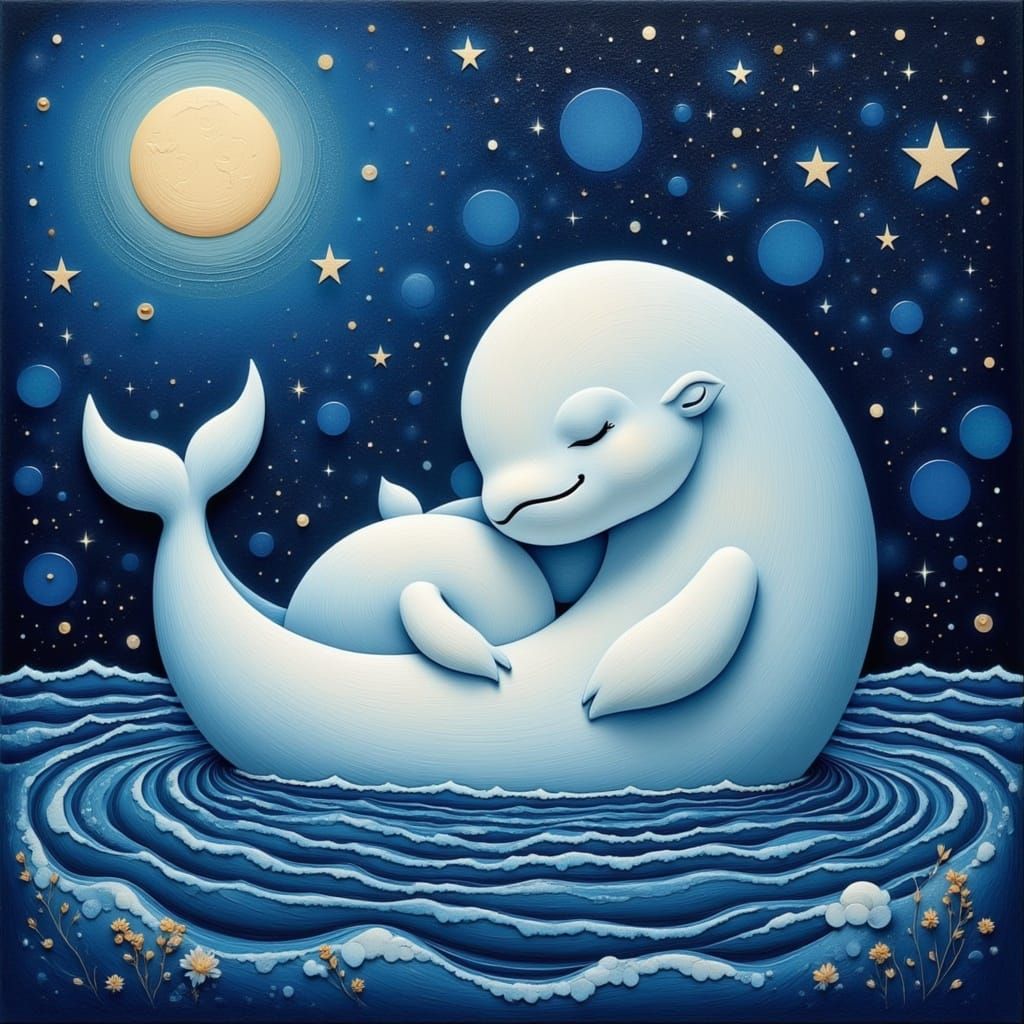 Surreal Post-Impressionist Whale Dreams in Vibrant Brushstro...