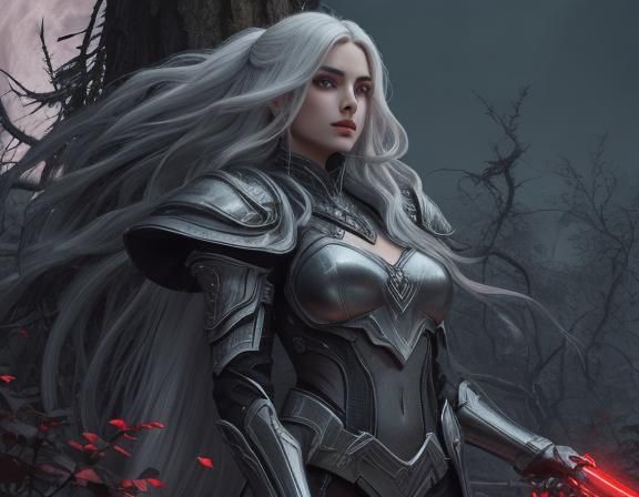 Drow Commander in Eerie Surreal Forest, Digital Art