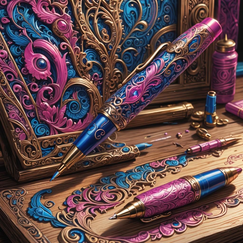 Blue and Pink Pen Concept Art