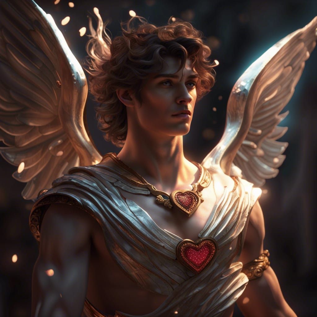 Eros, God of Love, in Dark Fantasy Concept Art