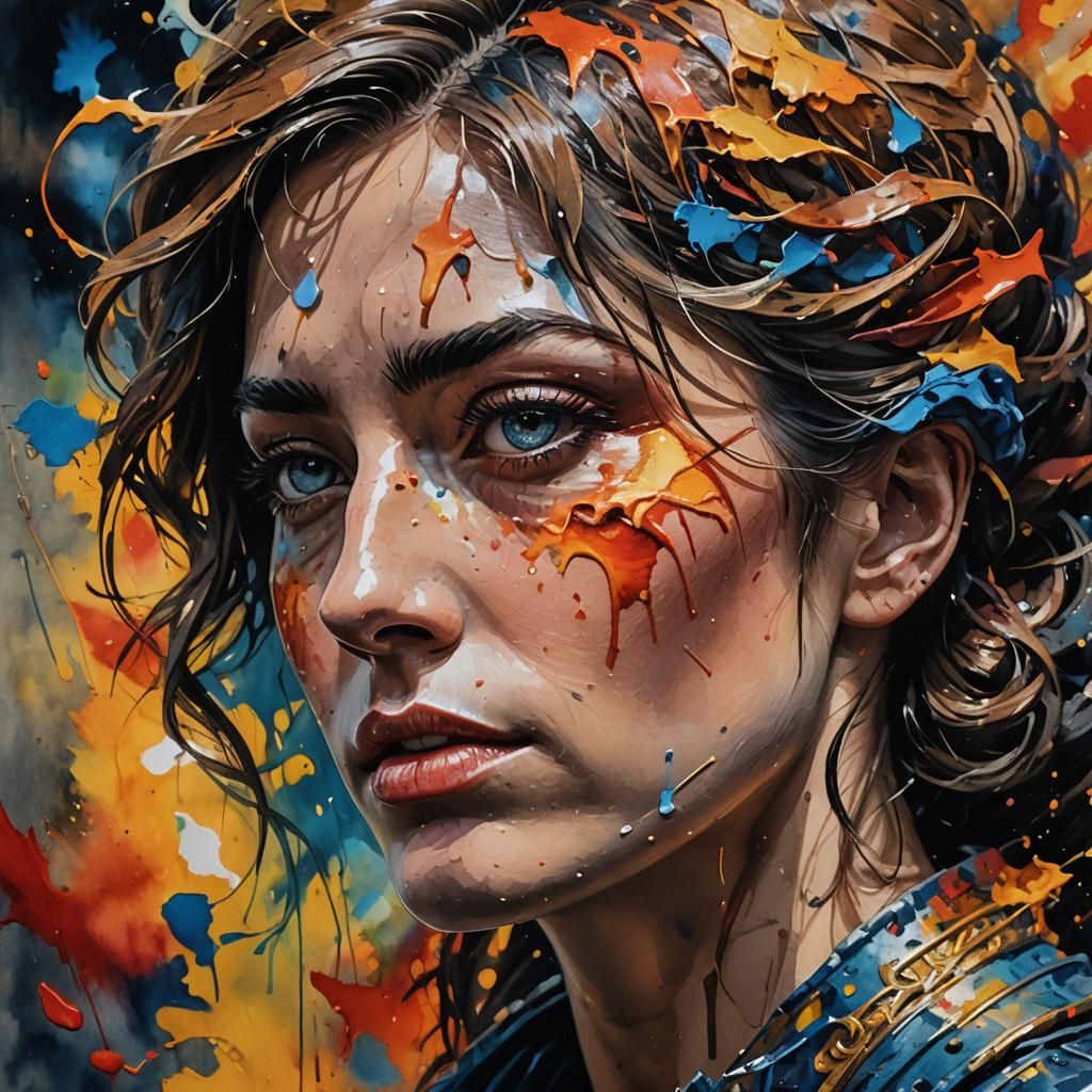 Venice Beach Double Exposure in Maximalist Gouache Style