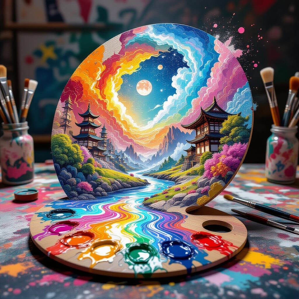 Vibrant Color World Erupts from Artist Palette in 3D Anime S...
