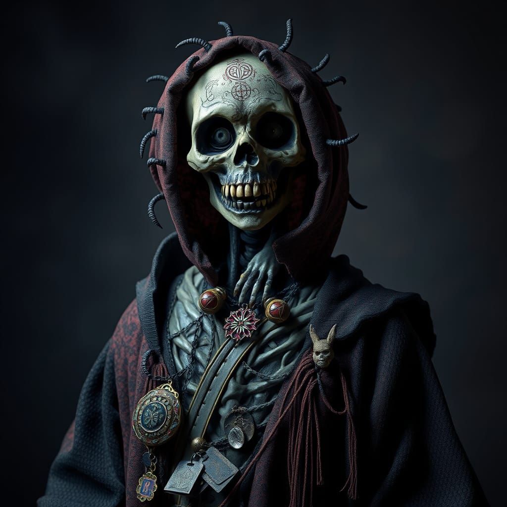 Mystical Voodoo Doll Portrait in Dark Fantasy Style