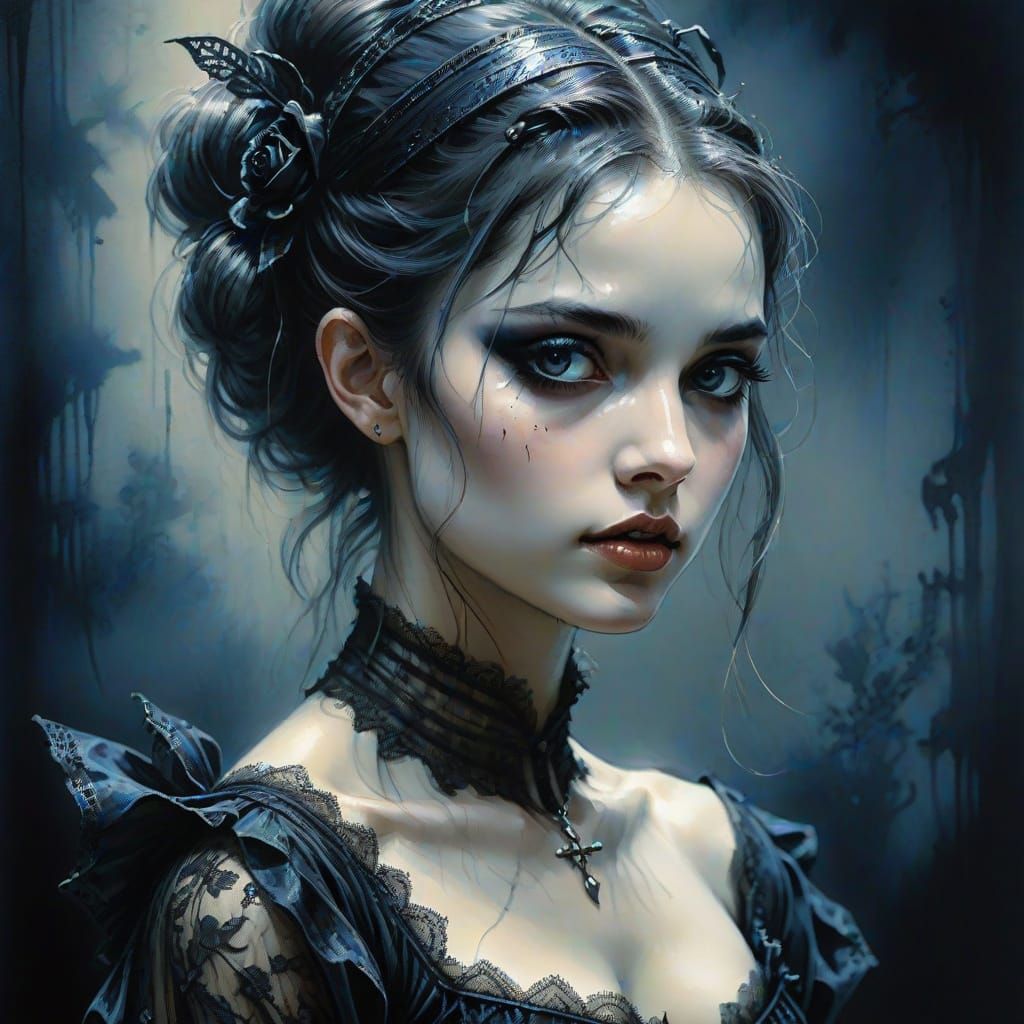 Goth Ballerina in Elegant Black Attire