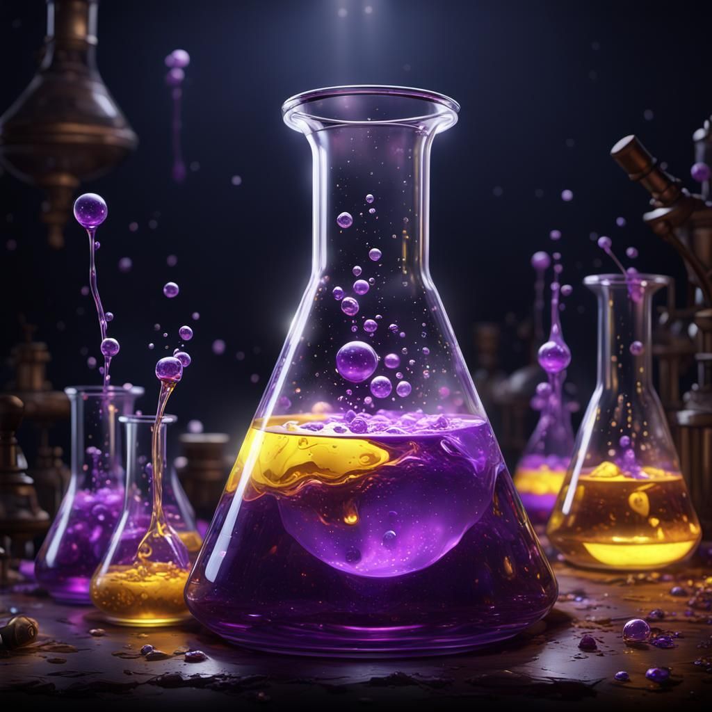 Lysergic Acid in Flask: Dark Fantasy Art Nouveau