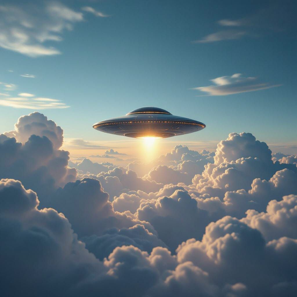 UFO Soaring Through Majestic Clouds: Cinematic Film