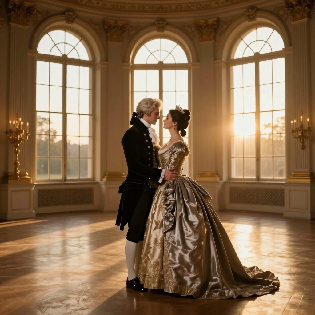 18th Century Ballroom Romance in Golden Sunset Light