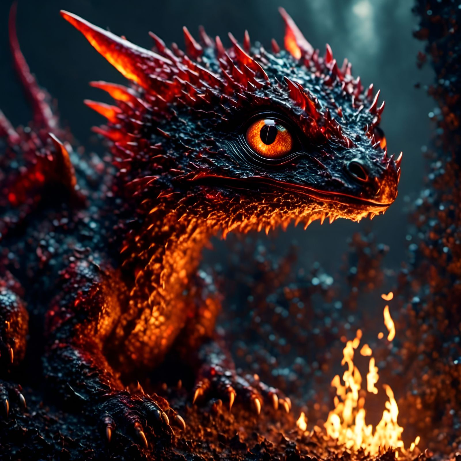 Cute Baby Wood Dragon Hatchling Ignites a Fire
