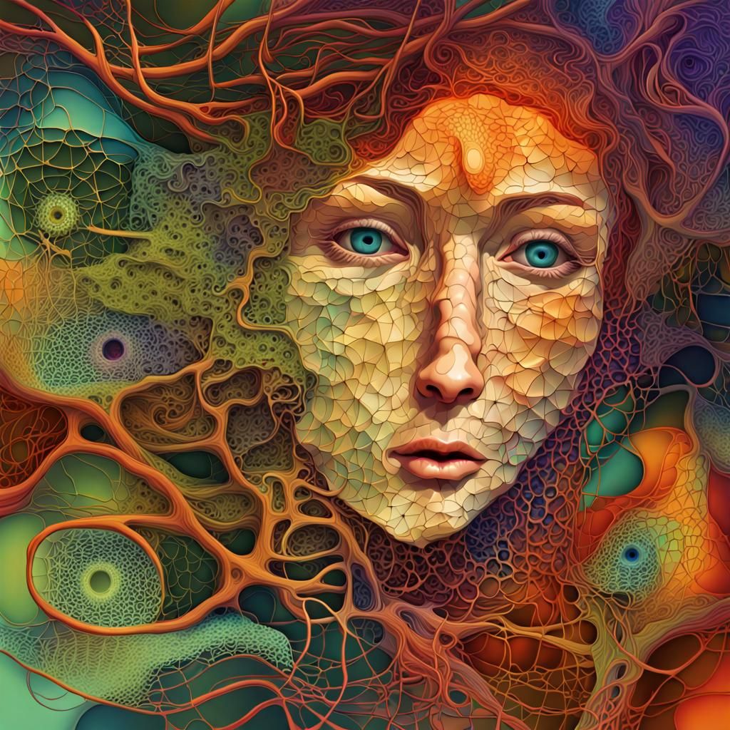 Abstract Digital Art: Digital Consciousness in Swirling Shap...