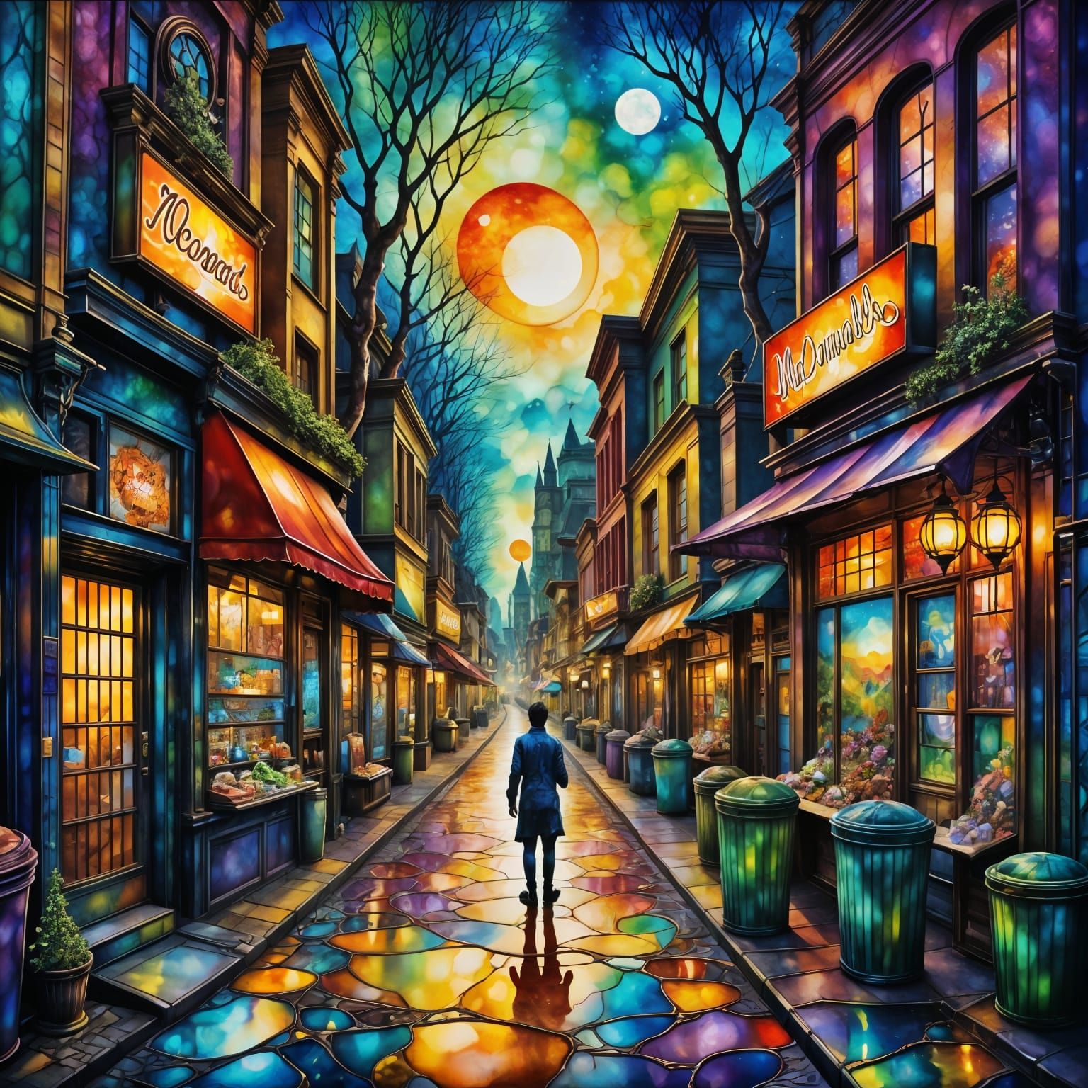 Whimsical Dinner Party Scene in Neo-Expressionist Style