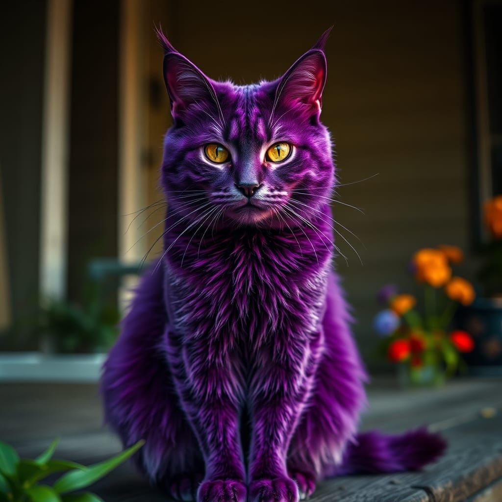 Majestic Purple Cat in American Landscape