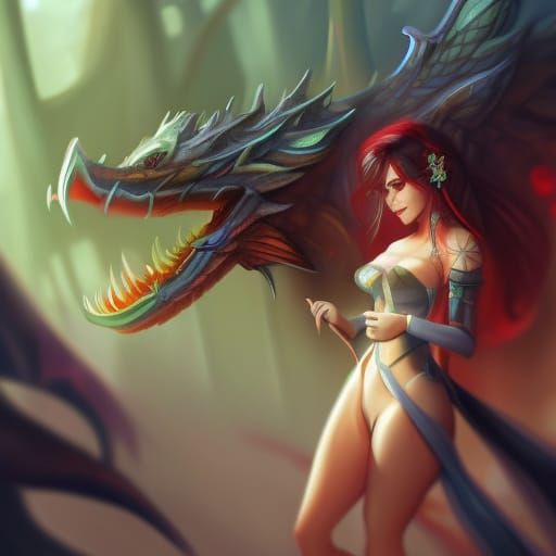 Dragon with lady escort