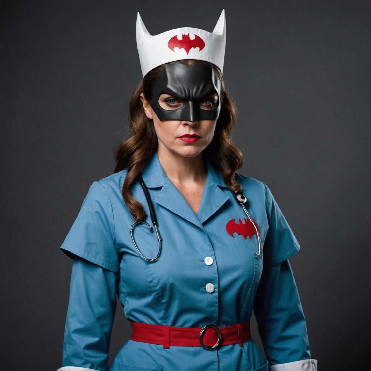 Scowling Nurse Batman Digital Art