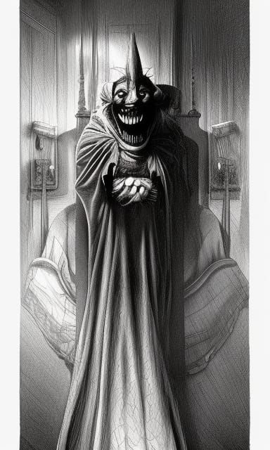 Creepy Clown Villain with Bloody Knife