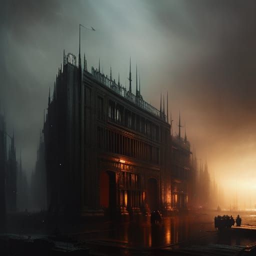 Steampunk Engine in Sinister Charcoal Drawing Style