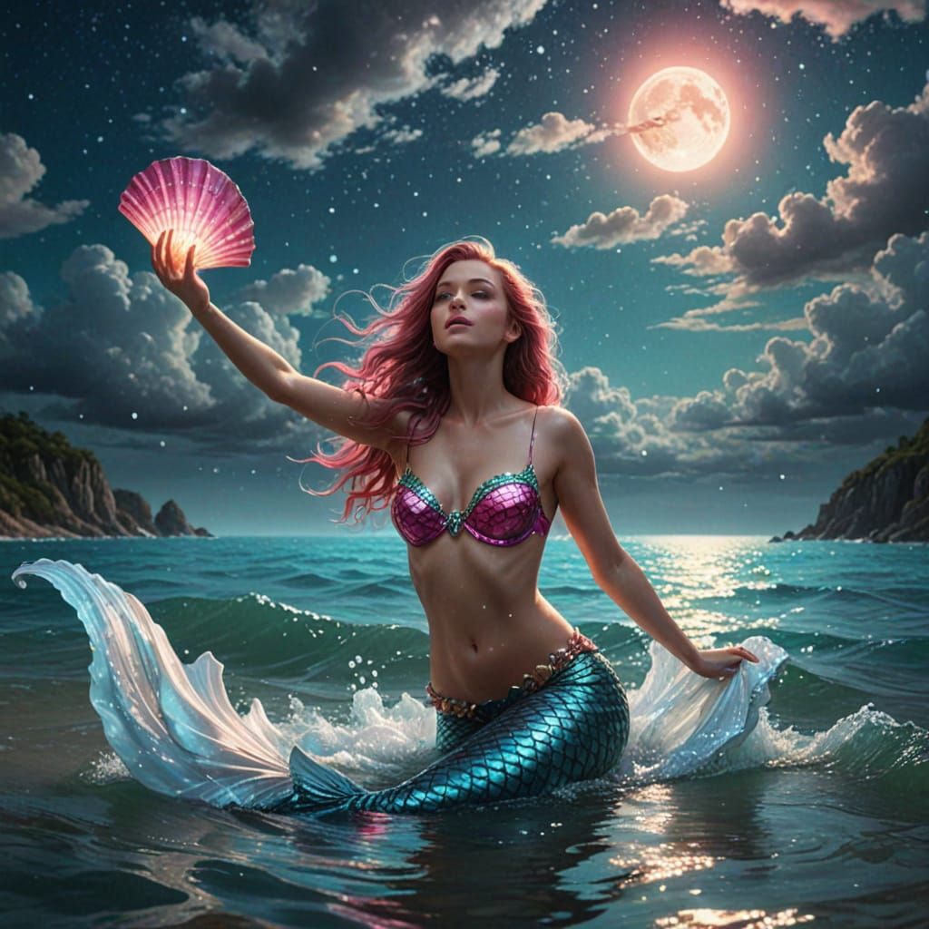 Ethereal Mermaid in Vibrant Surrealism