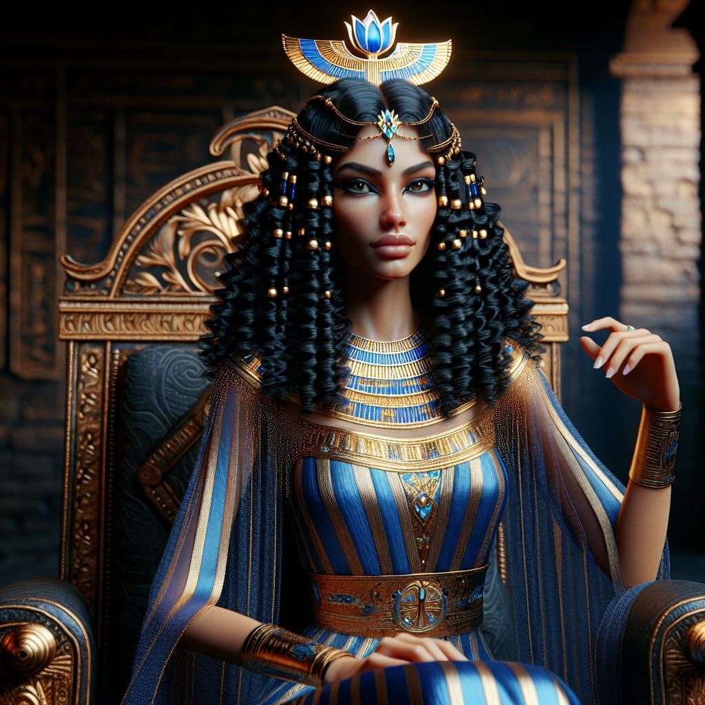 Egyptian Goddess Reigns on Ornate Throne