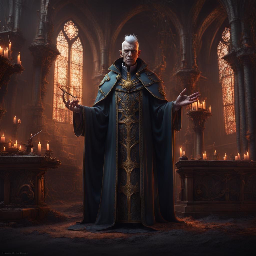 Evil Priest in Detailed Matte Painting