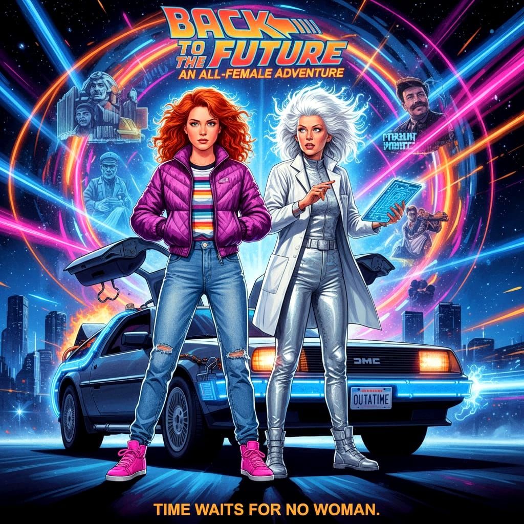 Back to the Future Poster with All Female Characters