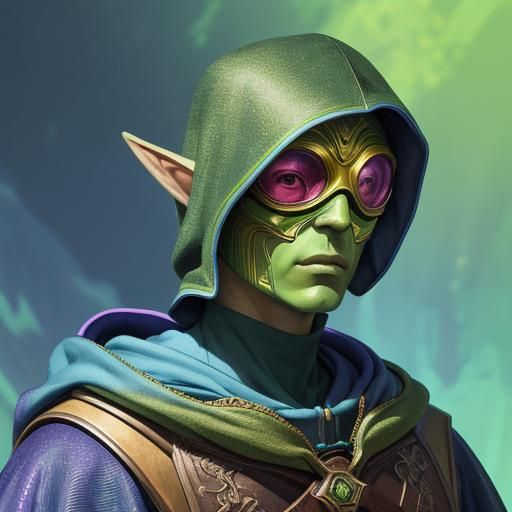 Sci-Fi Elf Bard with Goggles and Lute