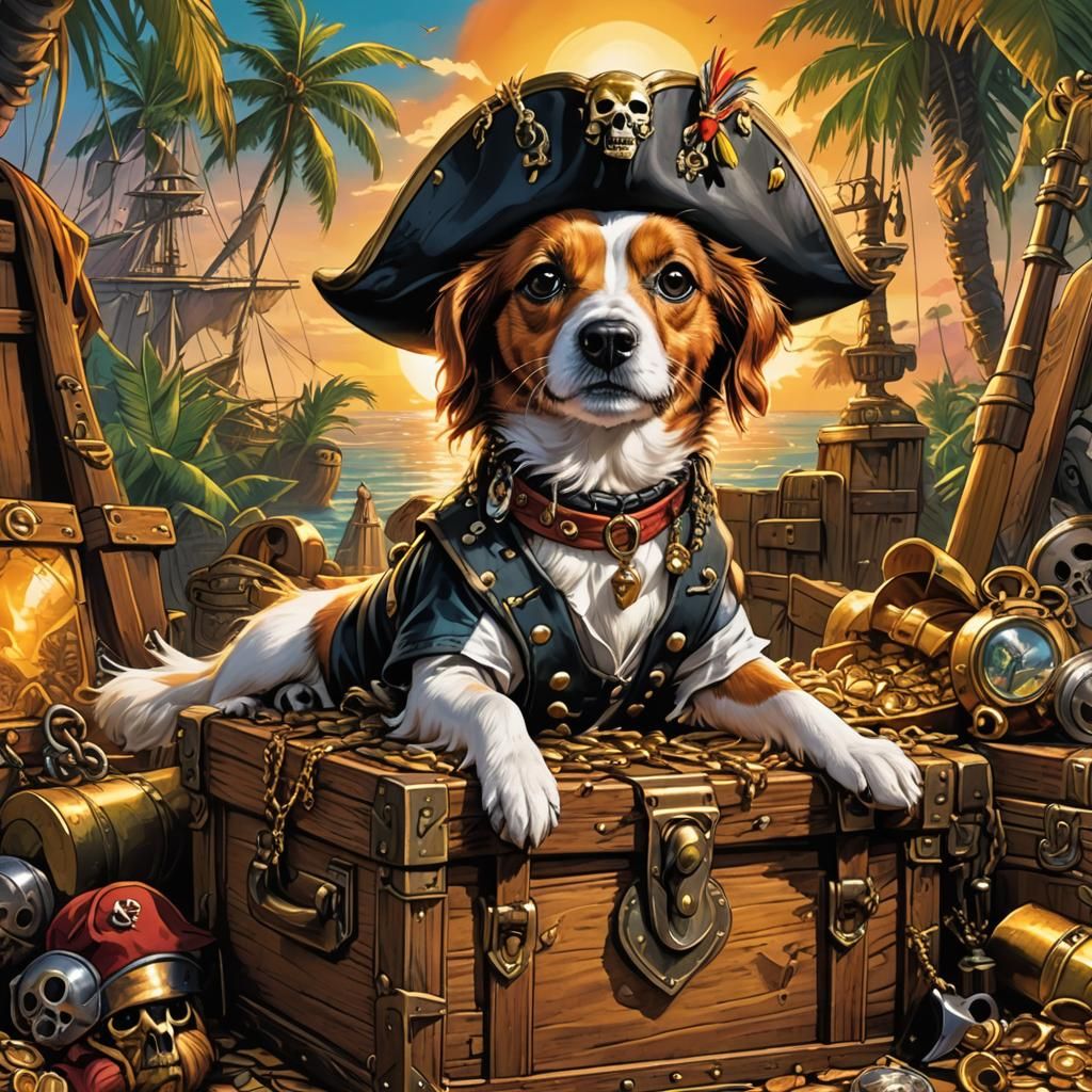 Jack Russell Terrier as Jack Sparrow in Comic Art
