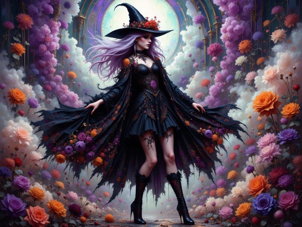 Goth-Punk Witch Dancing Through Memory