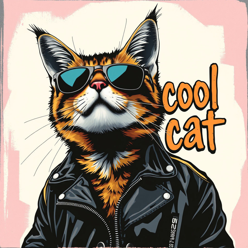 Cool Cat in Pop Art Style