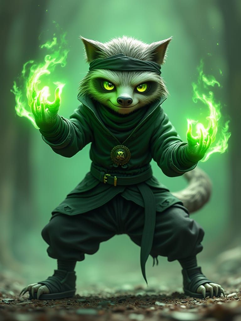 Sloth Ninja with Green Chakra in 3D Anime Art