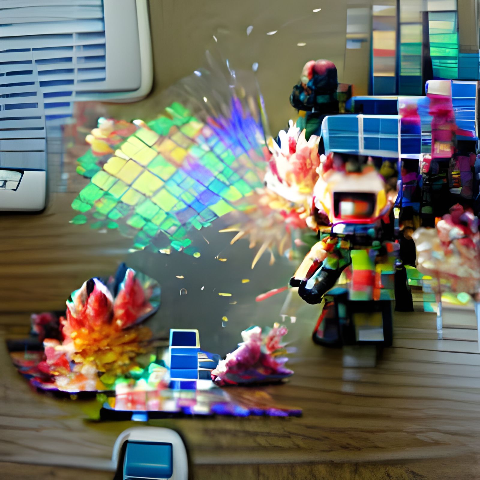 Pixelated Prismatic Explosion in Electronic Colors