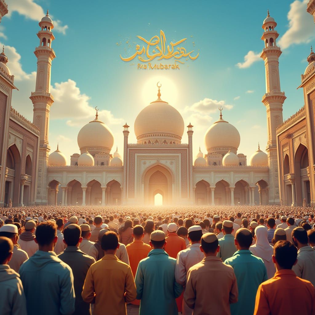 Eid al-Fitr Prayers in a Grand Mosque