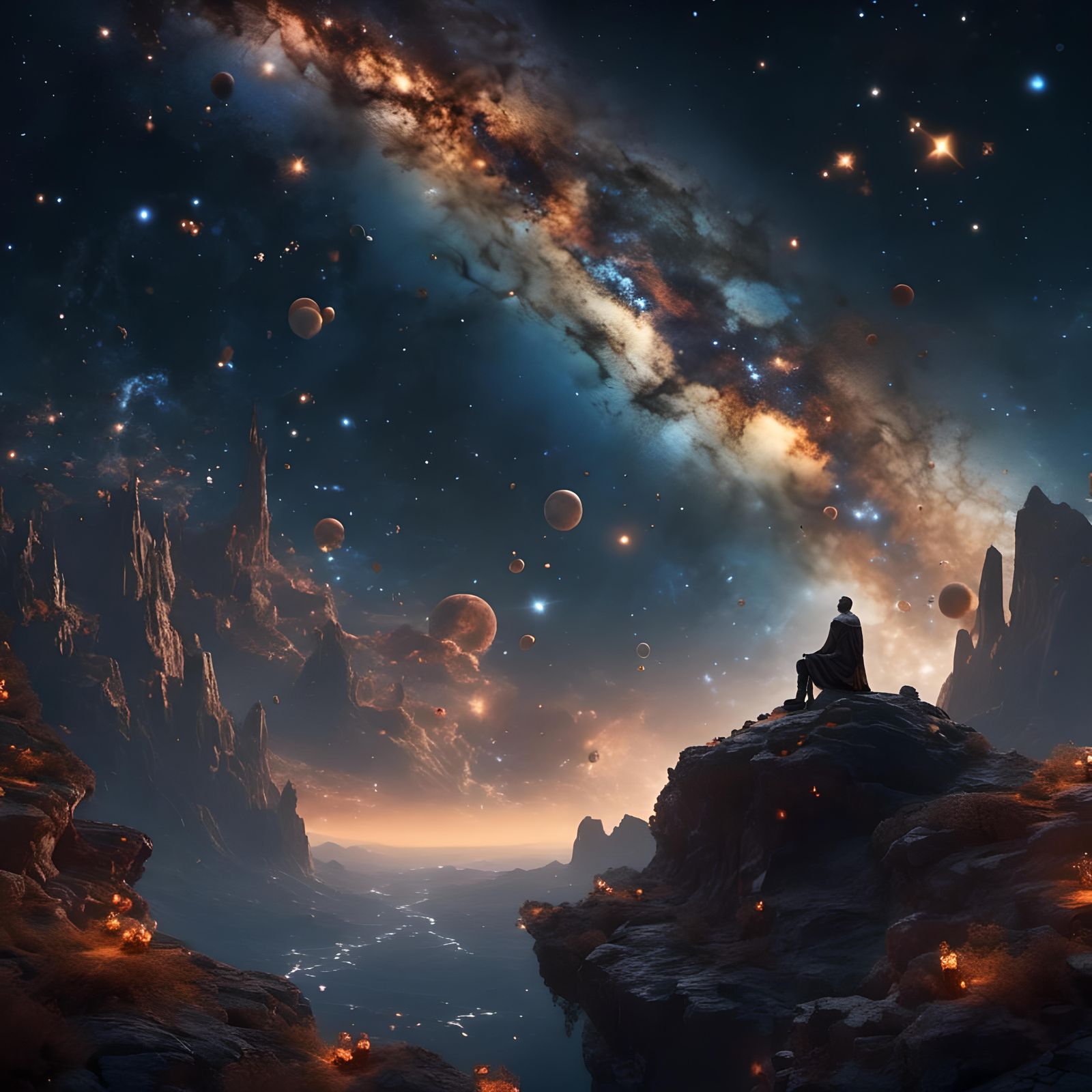 Ageless Weaver at Universe Edge in Detailed Matte Painting