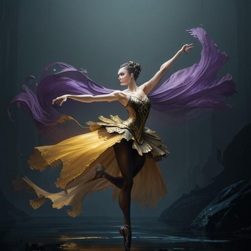 Ballerina in Floating Clothes: Dark Fantasy Concept Art