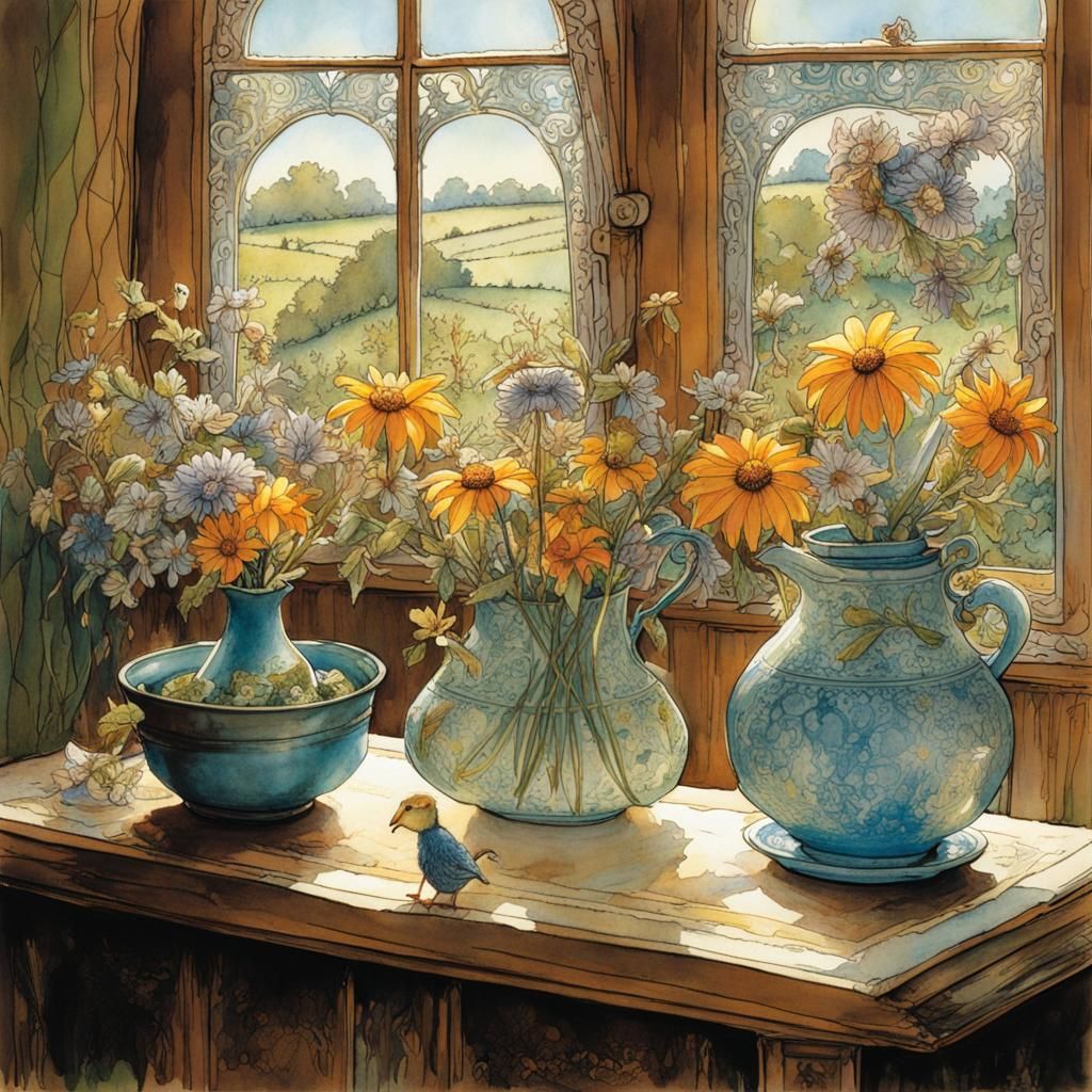 Charming Sibling Embrace in Whimsical Illustration