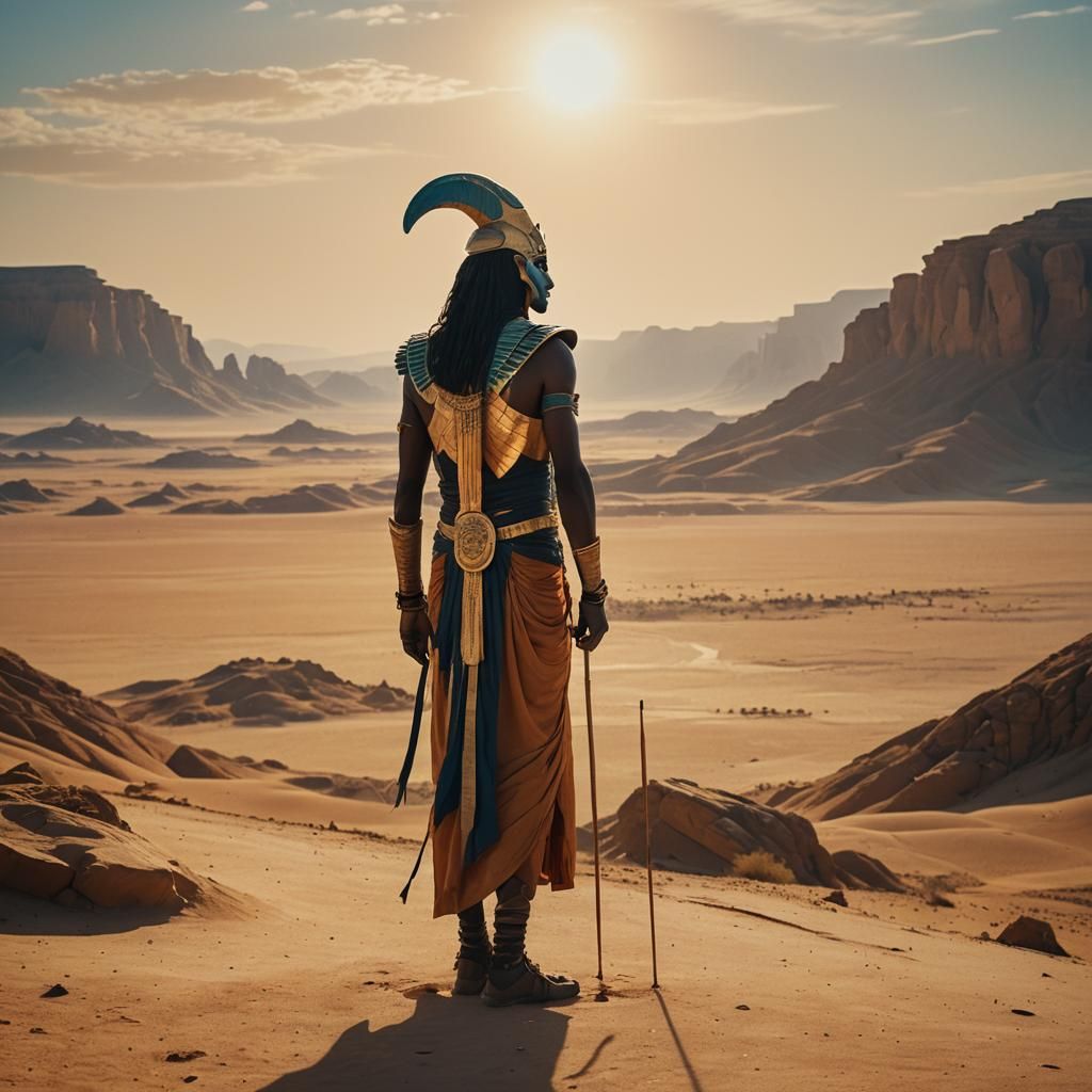 Thoth and Bentheseicyme in Desert Landscape