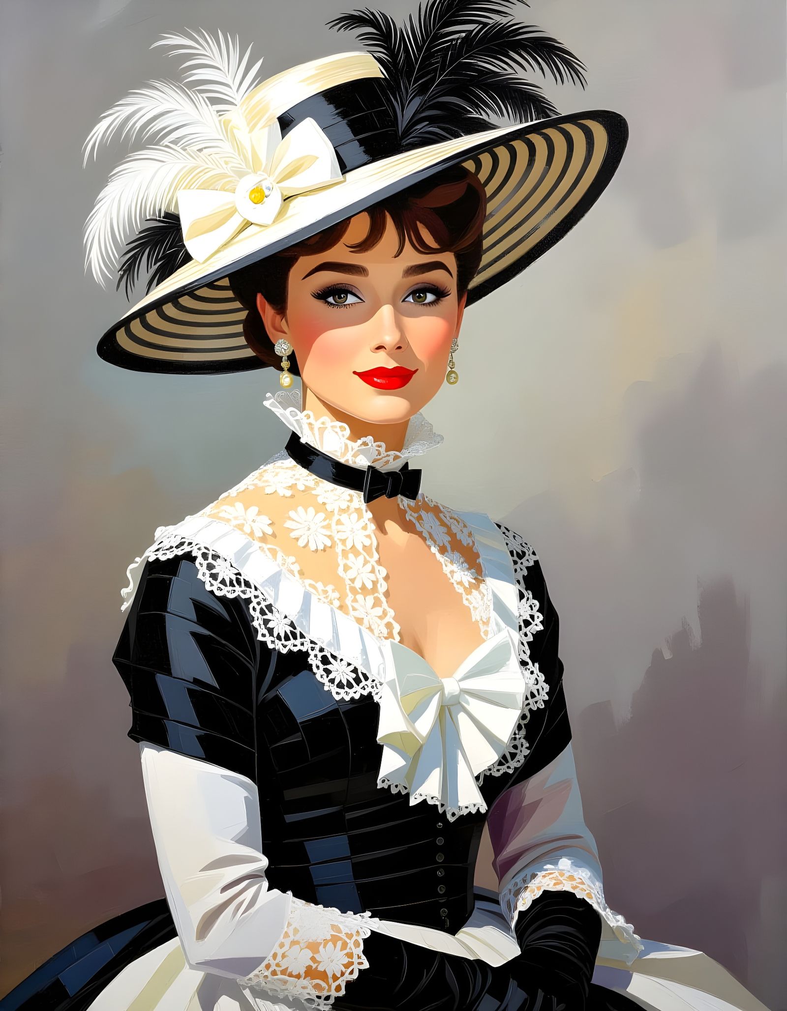 Eliza Doolittle Ascot Portrait in Expressionist Style