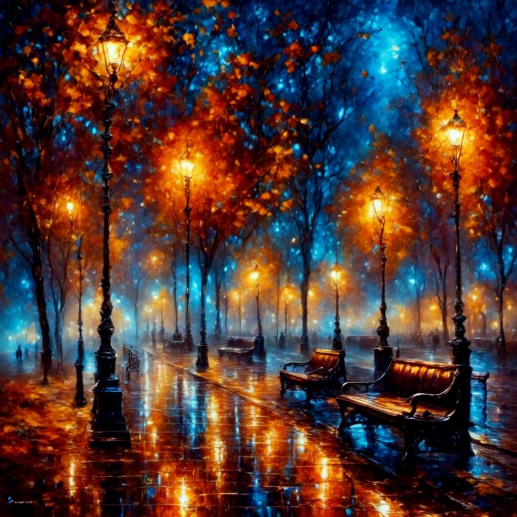 Park at night in Paris