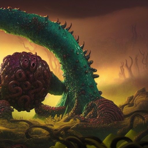 Sinister Slime Monster with Tentacles in Dark Forest