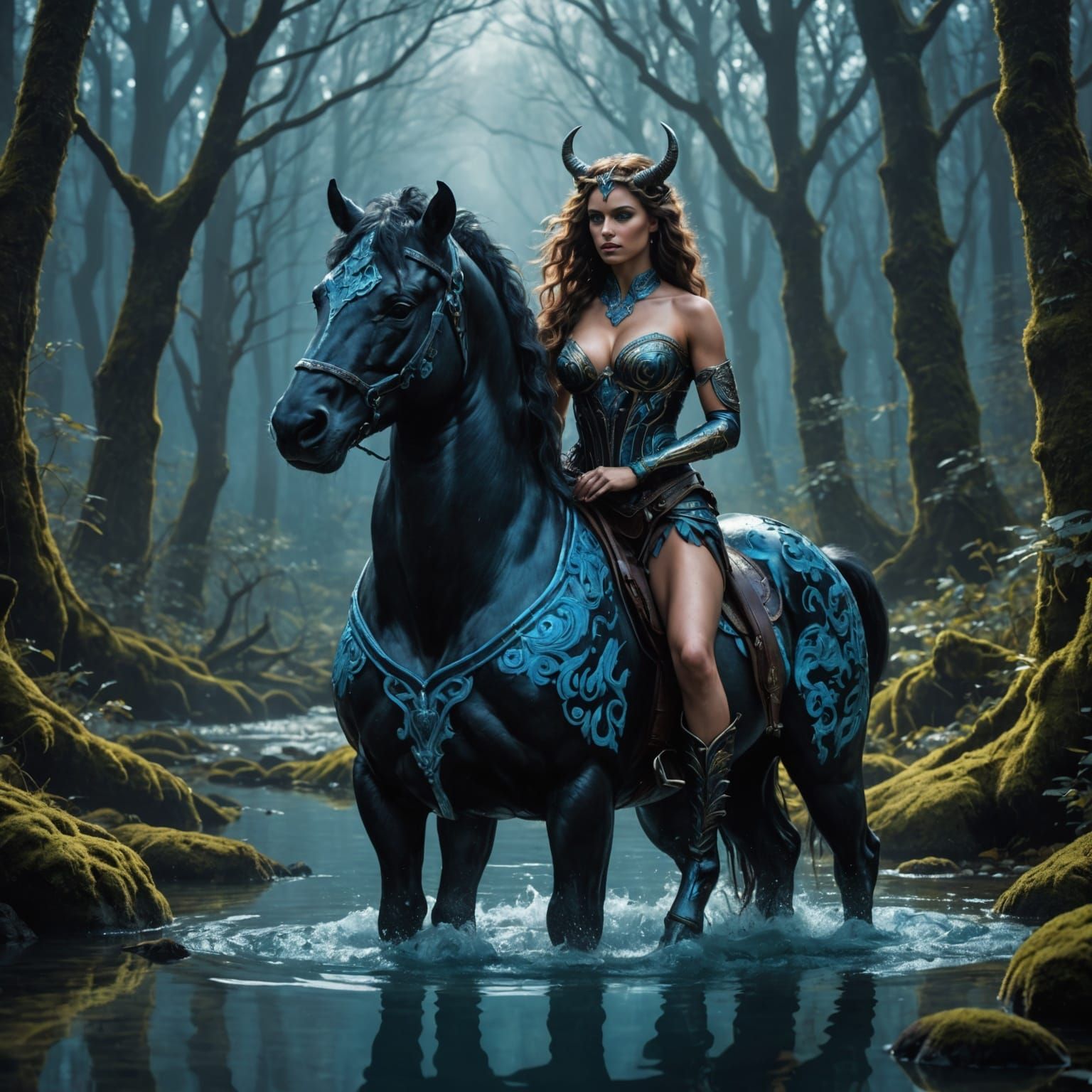 Panther Centaur in Enchanted Forest: Photorealistic Image