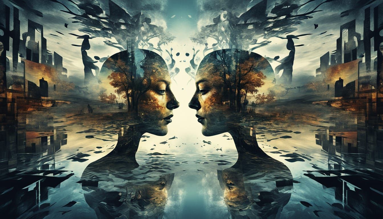 Abstract Surreal Double Exposure in Photorealistic Style