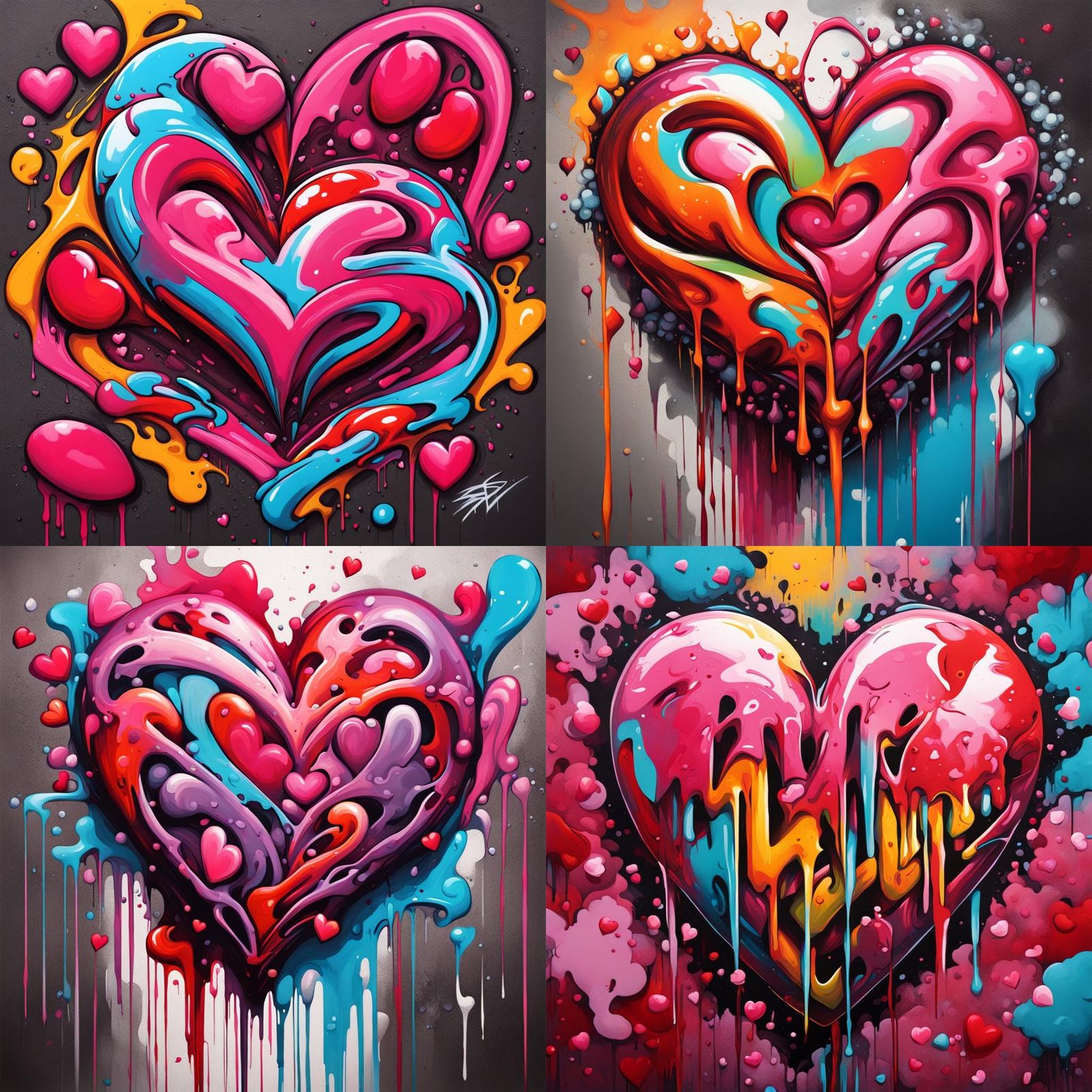 Valentine's Day Graffiti Art in Splash Style
