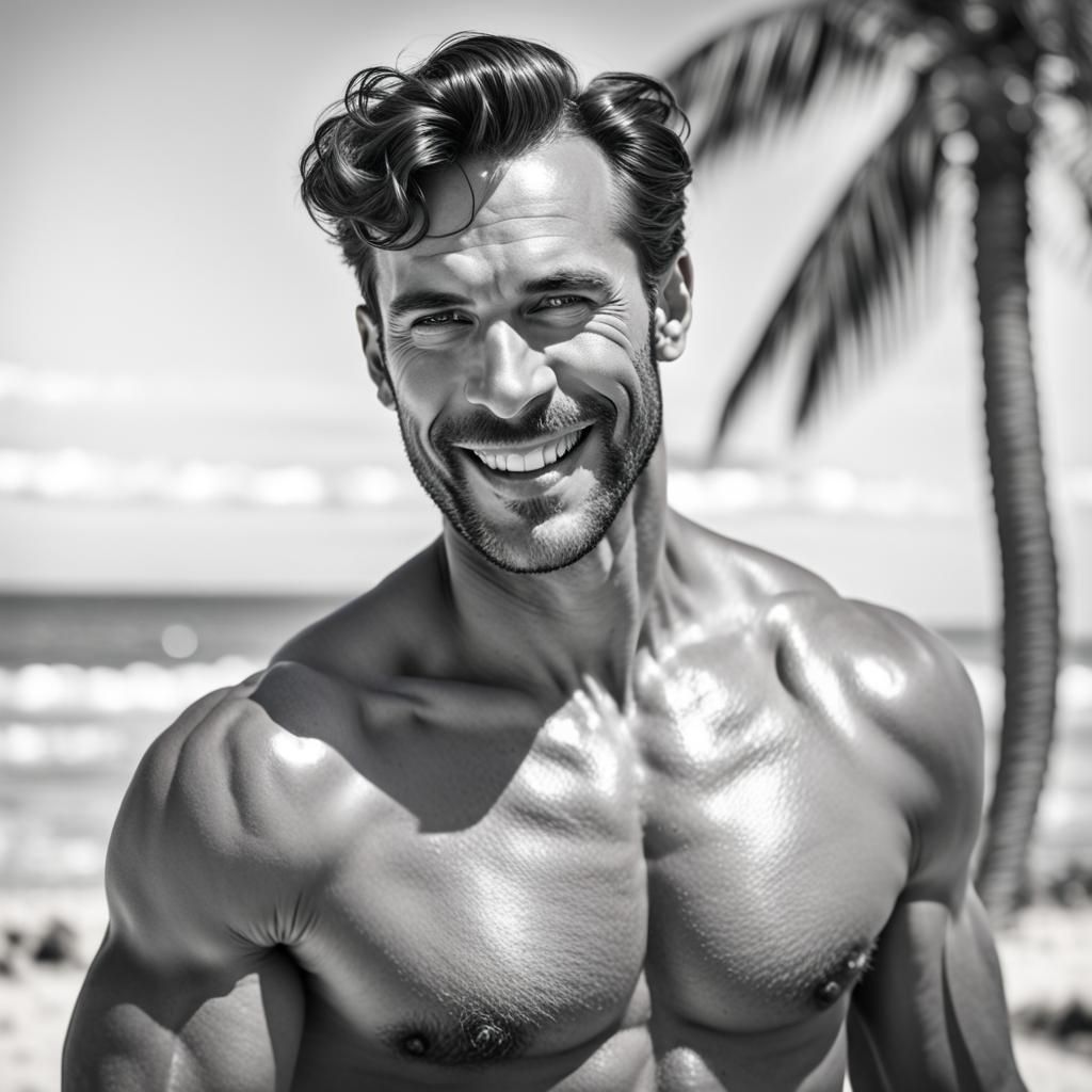 Tom of Finland Style: Handsome Hunk on the Beach